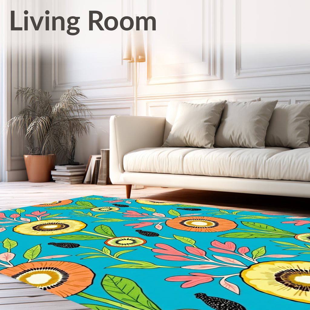 Bright Floral Tropical Garden Rug