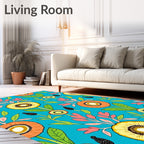 Bright Floral Tropical Garden Rug