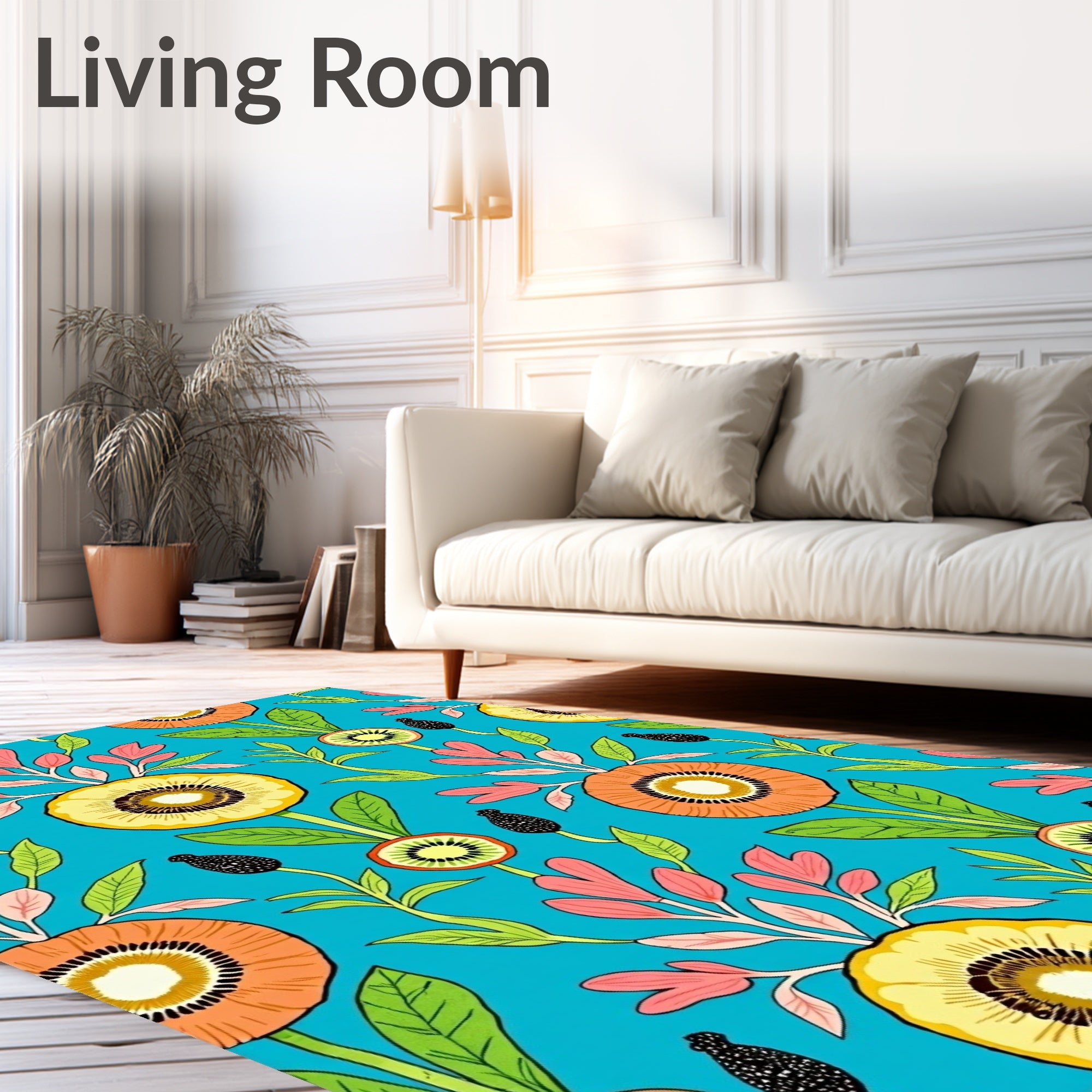 Bright Floral Tropical Garden Rug