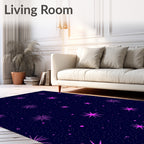Neon Pink Starburst Night Sky Rug