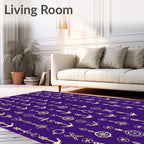 Golden Nautical Anchor Ships Wheel Rug
