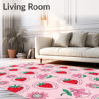 Pink Strawberry Flower Medley Rug