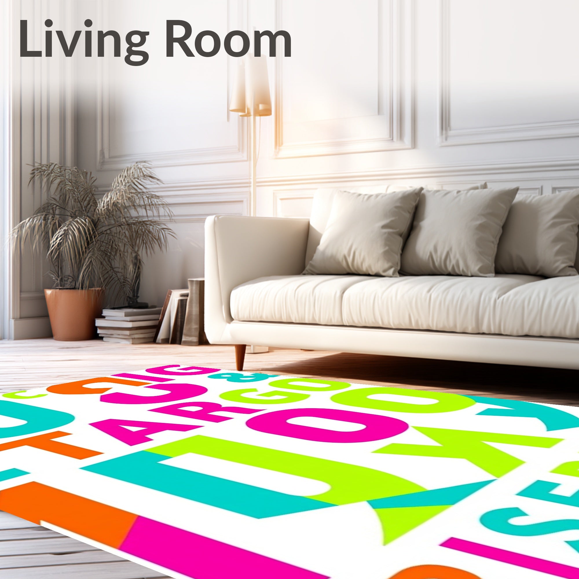 Vibrant Bold Alphabetical Collage Rug