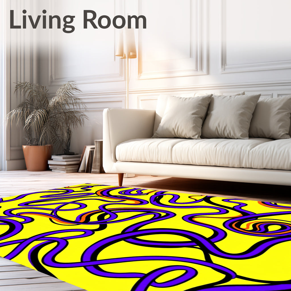 Vibrant Purple Orange Swirls Rug