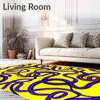 Vibrant Purple Orange Swirls Rug