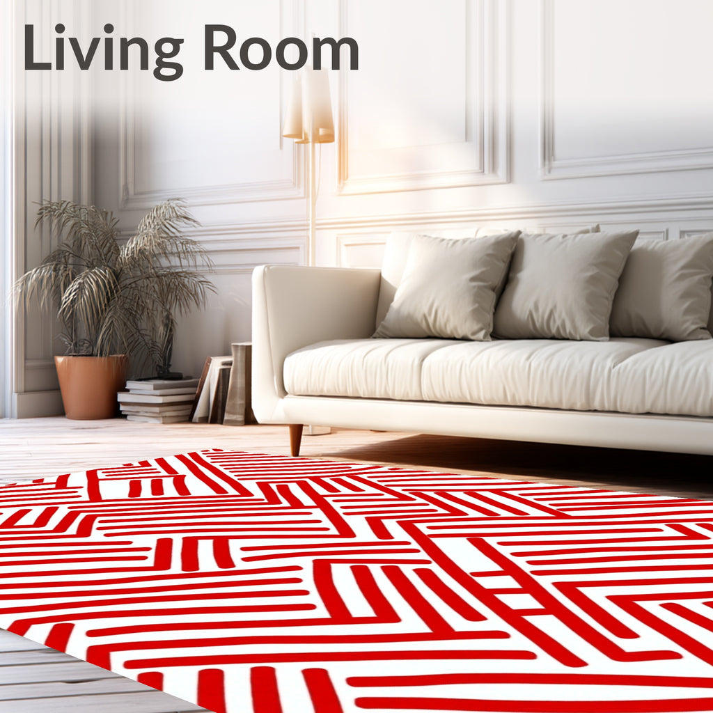 Bold Red Interlocking Stripe Rug