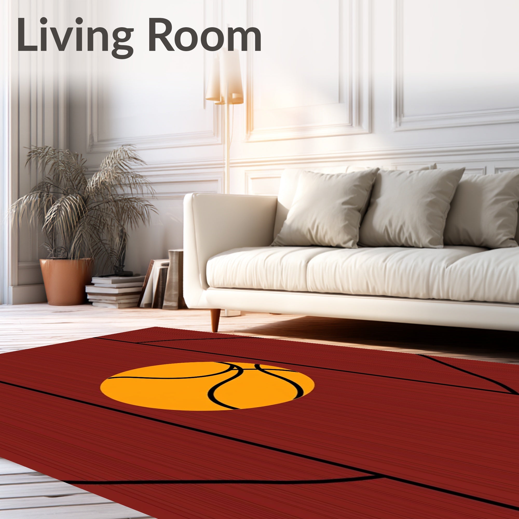 Classic Orange Basketball Court Texture Rug