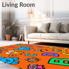 Orange Whimsical Alphabet Animal Fun Rug
