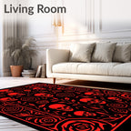Crimson Skull Rose Border Rug