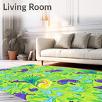 Whimsical Purple Creatures Tropical Garden Rug