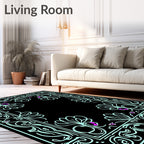 Art Nouveau Floral Frame Black Rug
