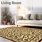 Earthy Golden Scrollwork Floral Rug