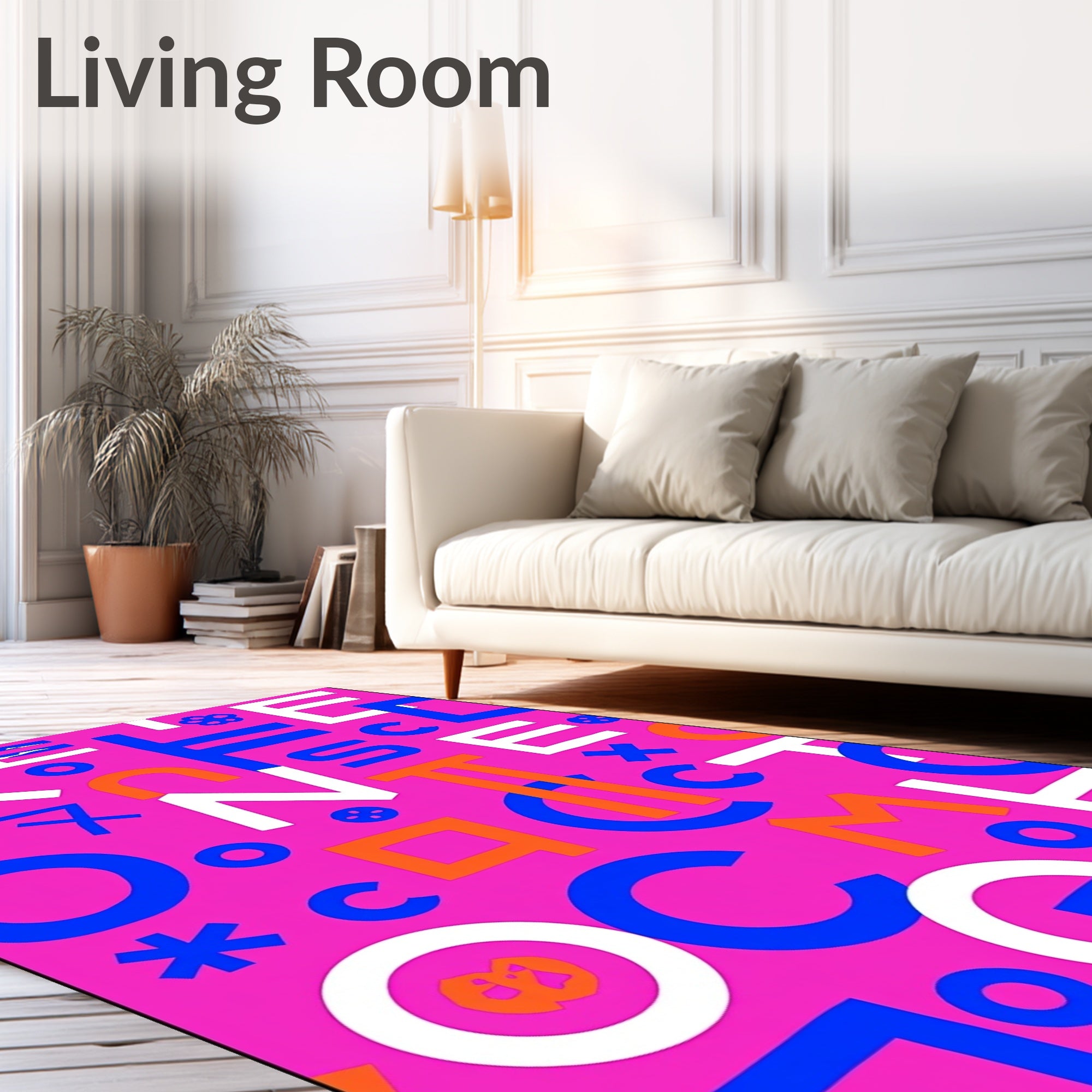 Vibrant Pink Alphabet Collage Rug