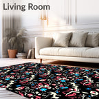Abstract Graffiti Shapes Black Rug