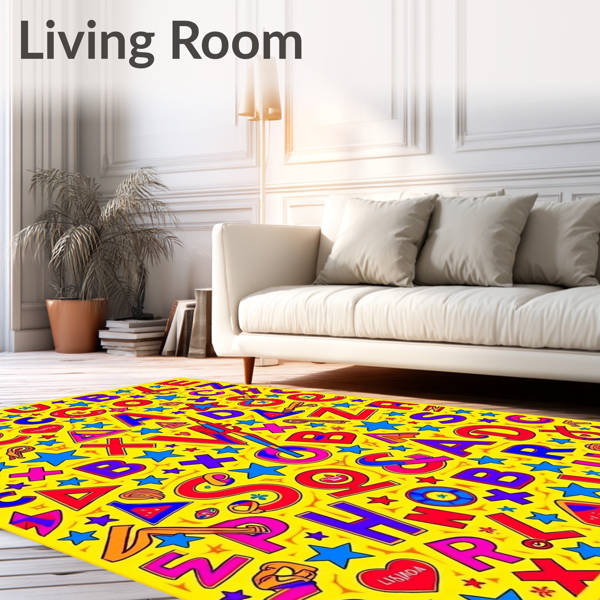 Alphabet Star Burst Composition Rug