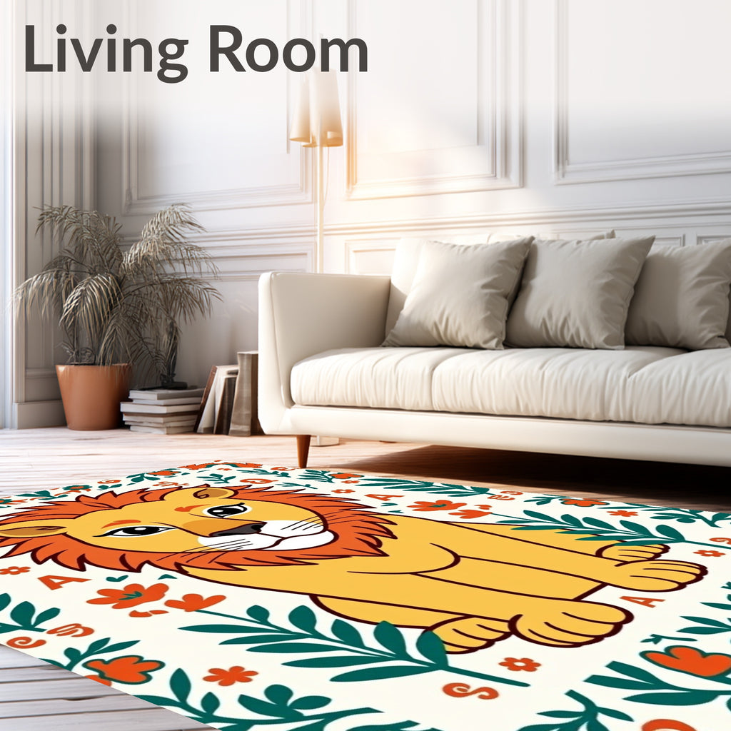 Golden Lion Floral Border Accent Rug