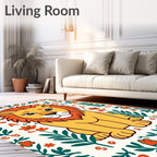Golden Lion Floral Border Accent Rug