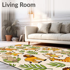 Whimsical Safari Animals and Foliage Rug