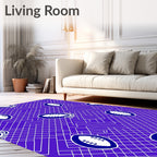 Royal Blue Football Geometric Grid Rug