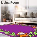Playful orange characters vine border Rug