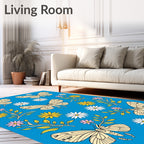 Golden Butterflies Pink Yellow Flower Garden Rug