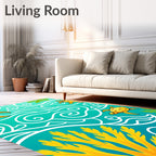 Golden Turtles Ocean Swirls Coral Rug