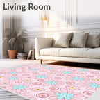Pink Floral Blooms With Letters Rug
