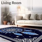 Midnight Blue Dreamcatcher Feather Rug