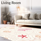 Coral Pink Seaside Seashell Splash Rug