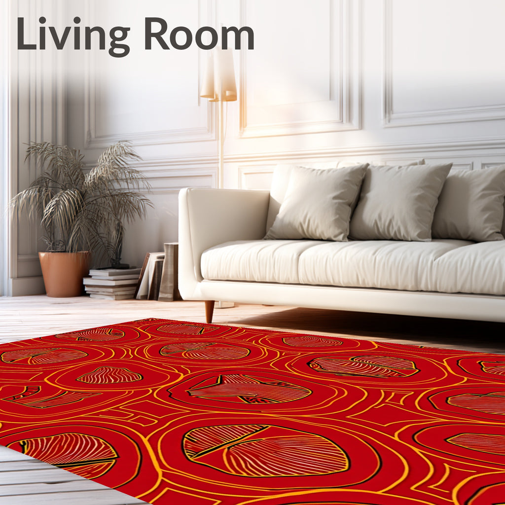 Crimson And Gold Organic Circles Rug