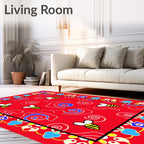 Whimsical Red Bee Swirl Border Rug