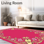 Art Nouveau Pink Floral Butterfly Border Rug