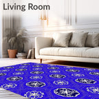 Blue White Geometric Floral Medallion Rug