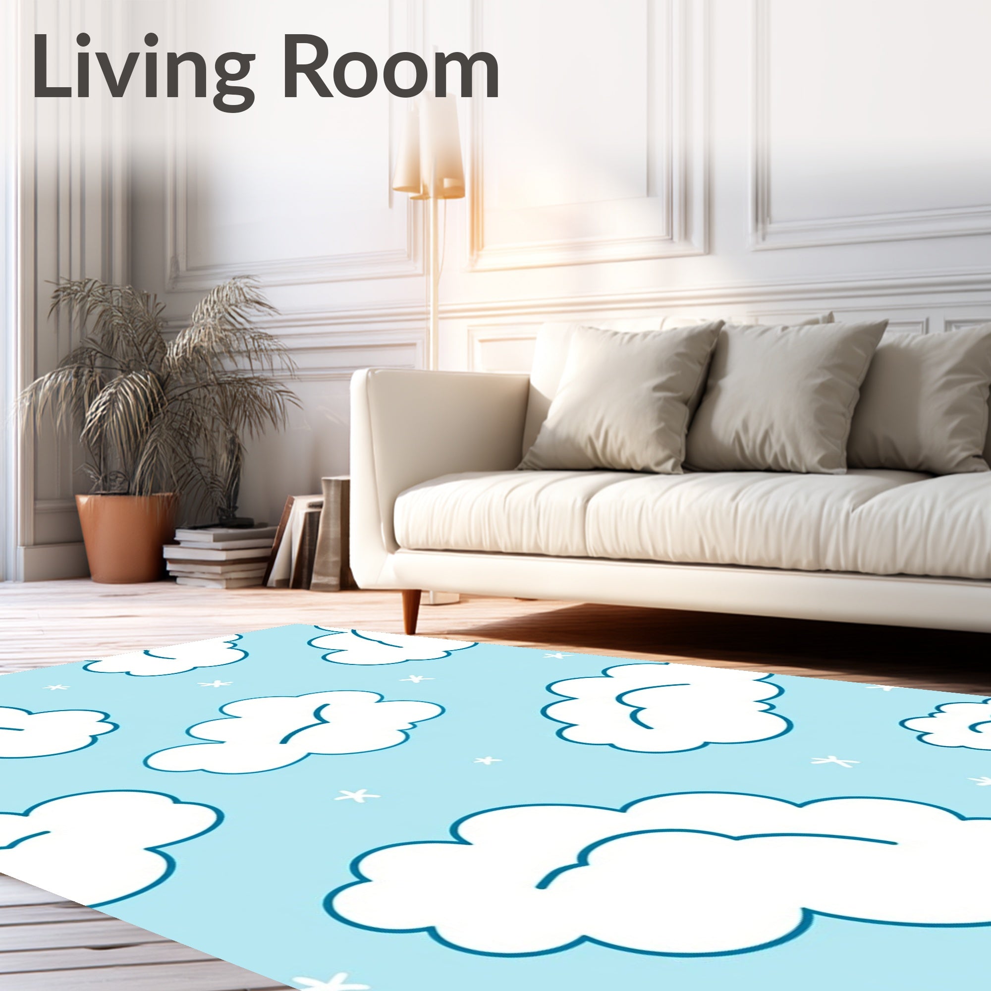 Whimsical Blue Sky Cloud Scatter Rug