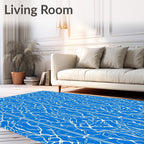 White Labyrinth Blue Ornate Rug