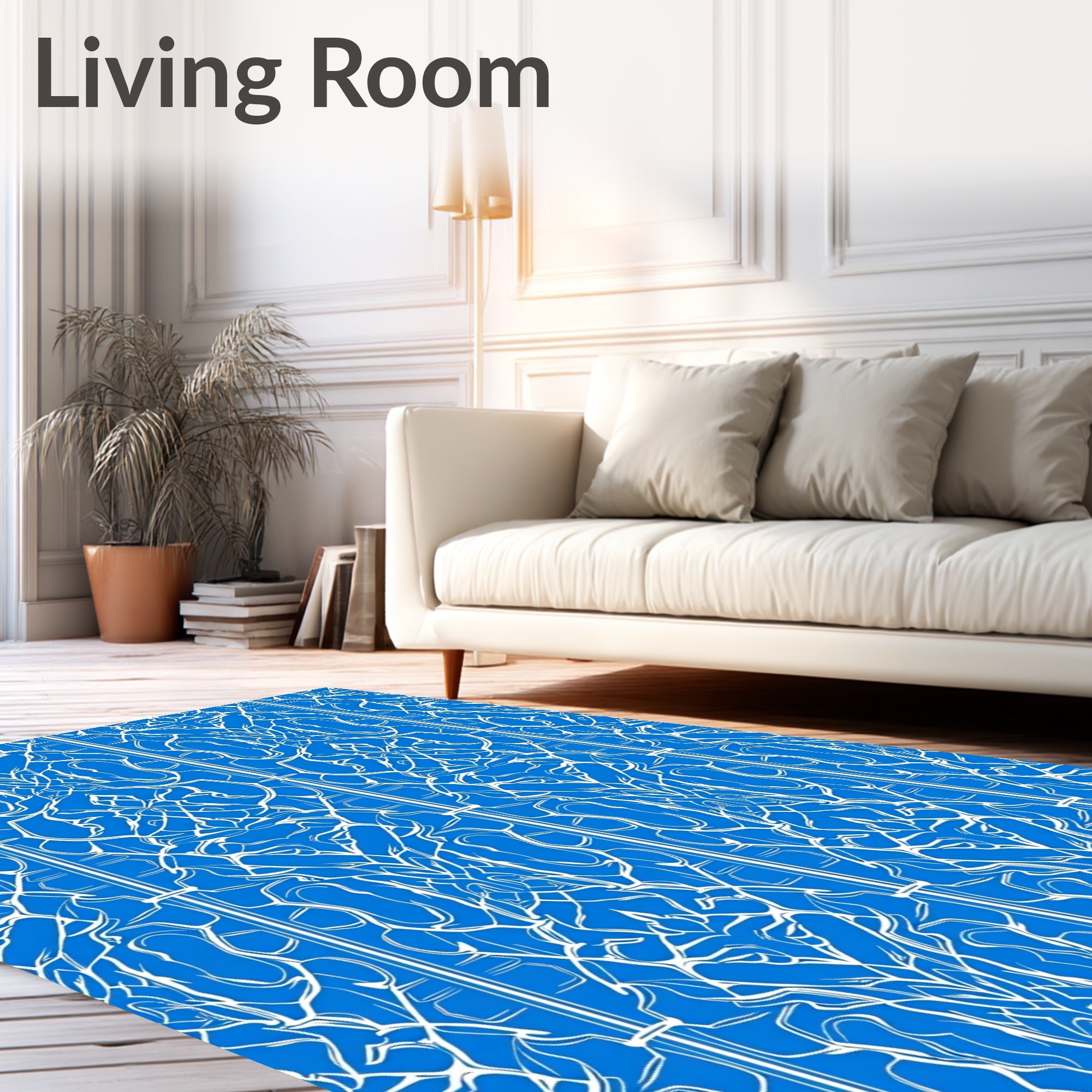 White Labyrinth Blue Ornate Rug