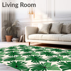 Emerald Green Tropical Leaf Arrangement Rug