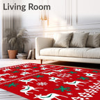 White Deer Snowflake Holiday Repeat Rug