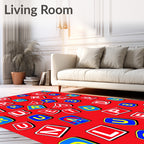 Bright Red Alphabet Squares Collage Rug