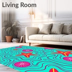 Aqua Starfish Whimsical Swirl Rug