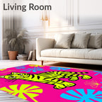 Vibrant Neon Tiger Jungle Foliage Rug