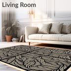Black Beige Organic Swirl Rug