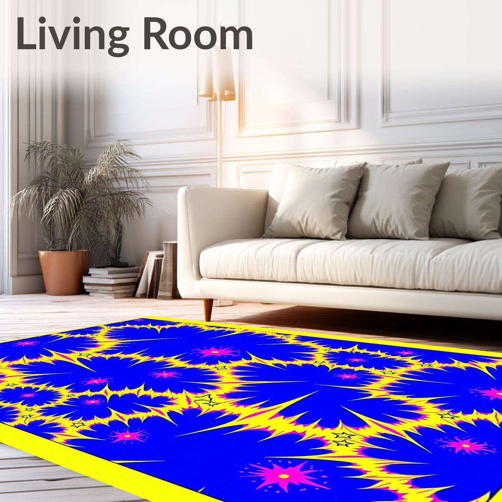 Electric Blue Radiant Starburst Cascade Rug
