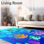 Playful underwater turtles and fish scene Rug