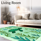 Green Sea Turtle Amongst Lush Ferns Rug