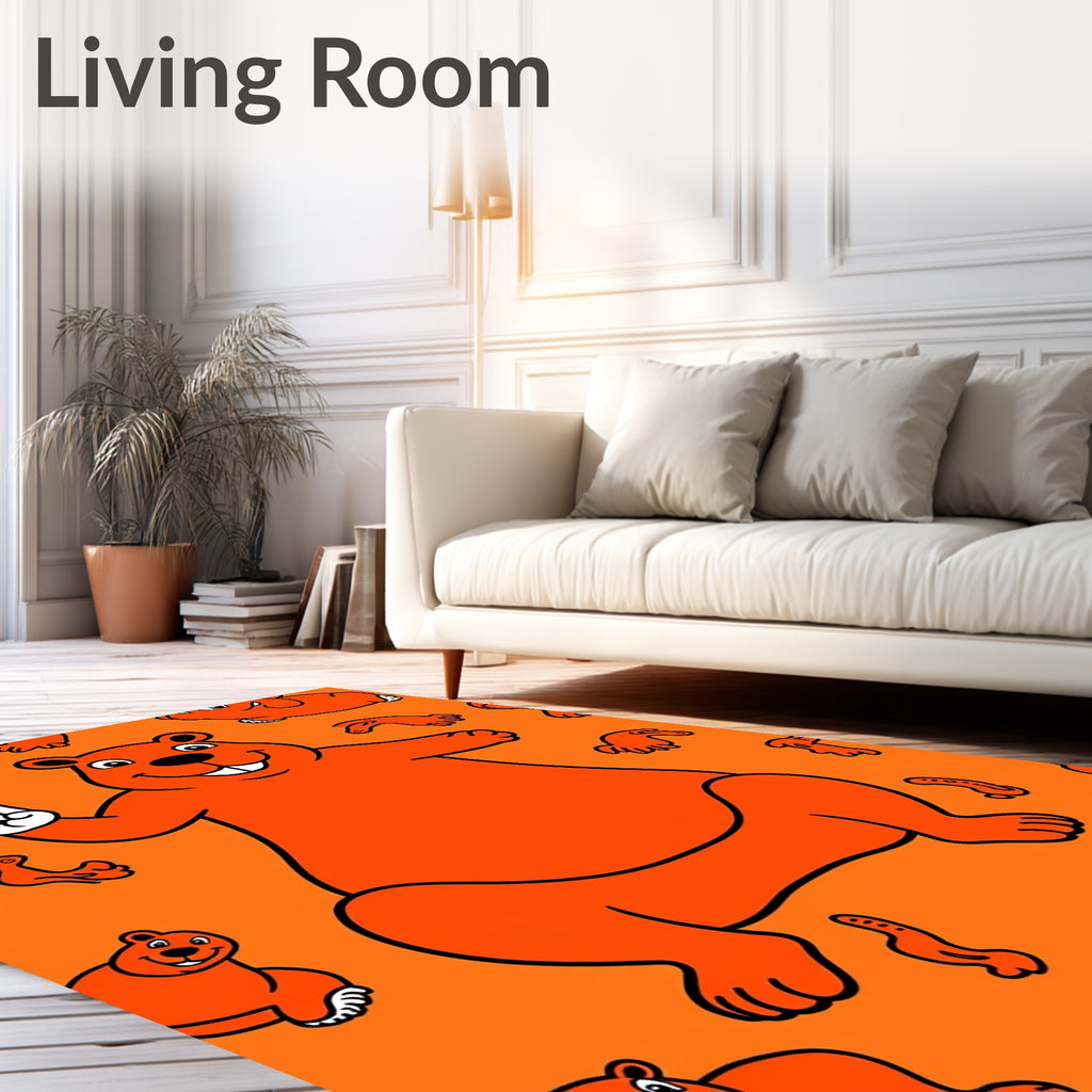 Whimsical Orange Bear Amusements Rug