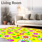 Groovy Daisy Letters Yellow Bright Rug