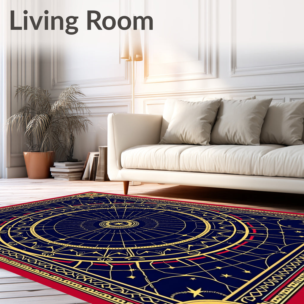 Celestial Navy Gold Star Compass Rug