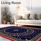 Celestial Navy Gold Star Compass Rug