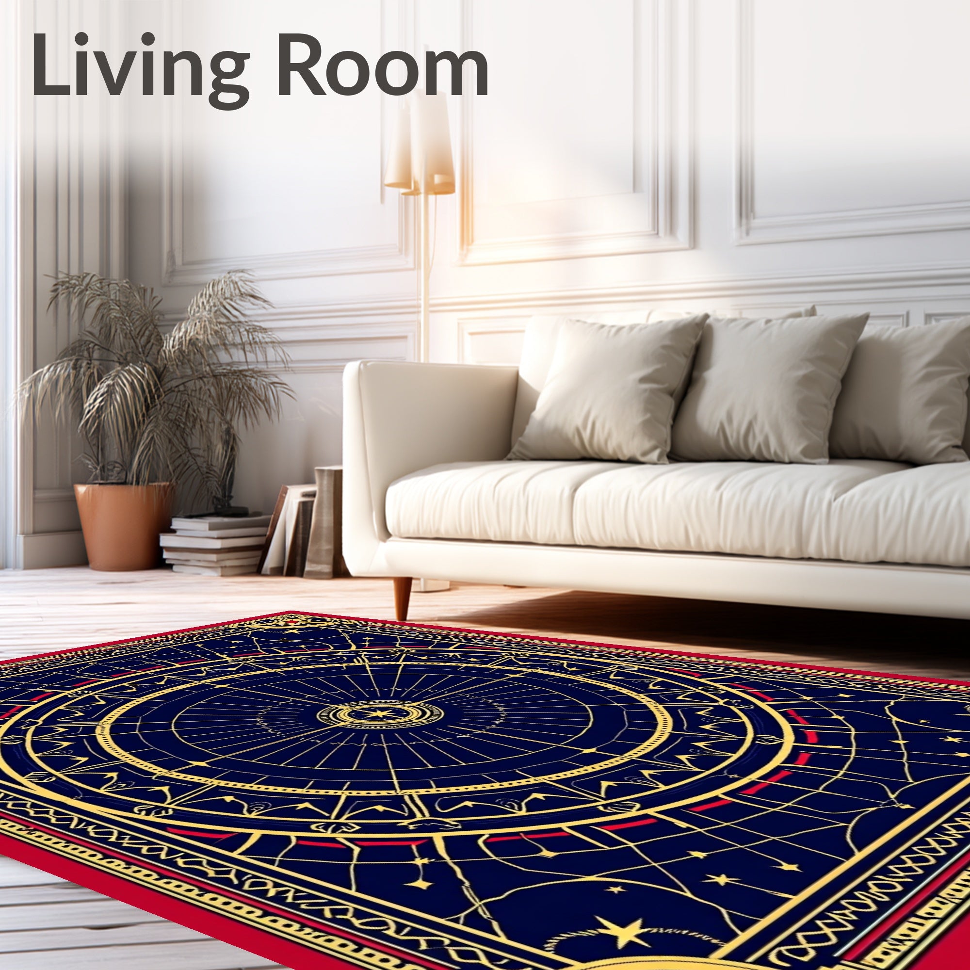 Celestial Navy Gold Star Compass Rug